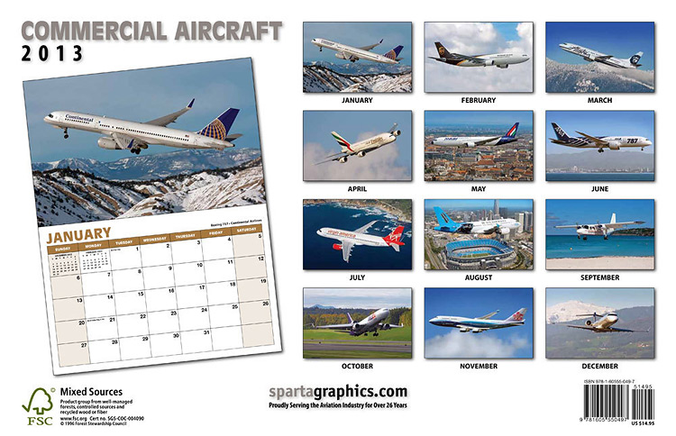 2013 Sparta Commercial Aircraft Calendar